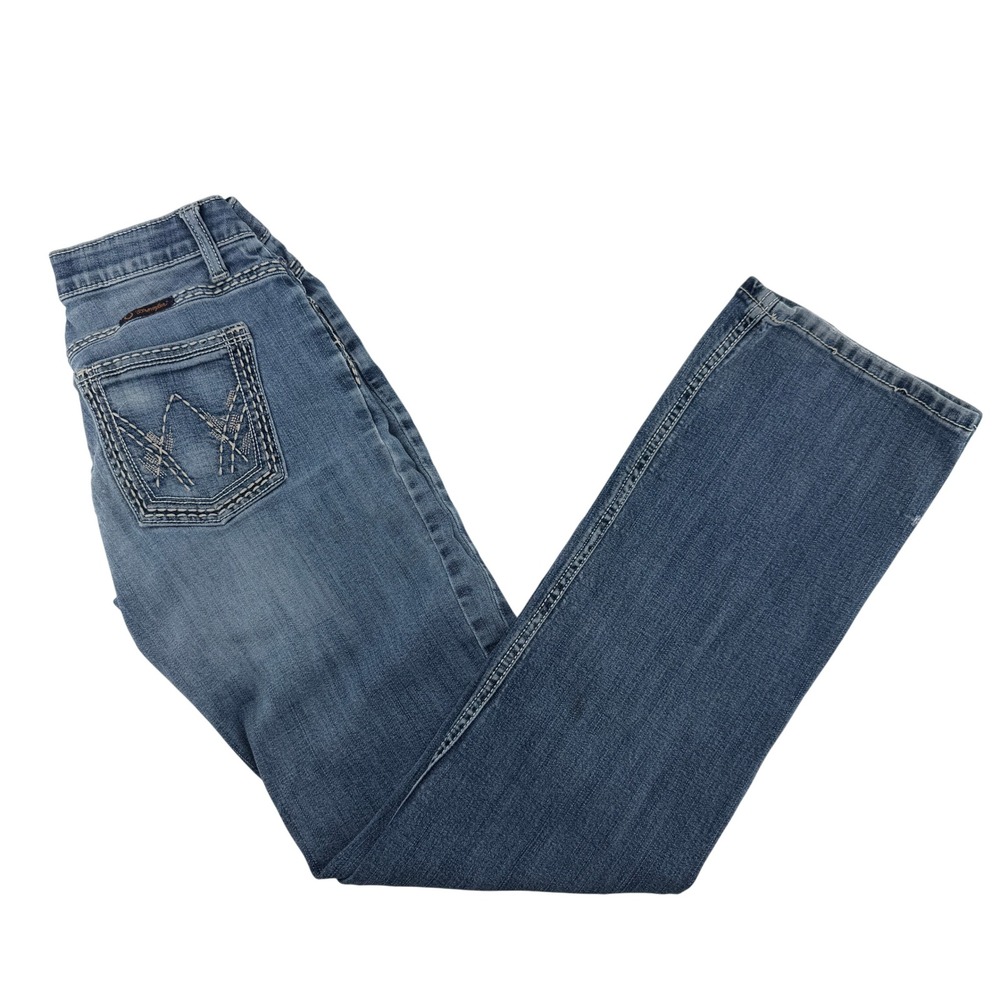 Wrangler Shiloh Straight Leg Jeans Womens 28x31 Blue Medium Wash Contrast Stitch
